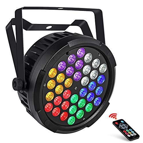 LED Stage Lights, OPPSK Updated Version Full 36W 36LEDs UV+Amber+White+RGB Par Lights by Remote DMX Control and Power Linking for Wedding Church DJ Party Stage Lighting