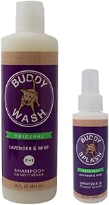 Buddy Wash Shampoo and Conditioner Plus Spritz Lavender Mint Dog Grooming Bundle (4-16 Ounces)