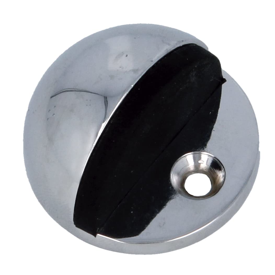 Amig - Door Stop, Diameter 45 x 25 mm, Fixing to the Floor by Screw, Simple Holder to Protect the Walls from Bumps and Scratches, Prevents Carriers, Zamak Shiny Silver