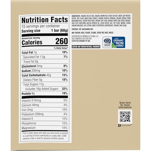 CLIF BAR – ENERGY PROTEIN BARS – WHITE CHOCOLATE MACADAMIA NUT – MADE WITH ORGANIC OATS – ENERGY BARS – NON-GMO – (15 PACK)