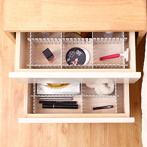 ShineMe Drawer Organizer 24pcs DIY Plastic Drawer Dividers Household Storage ShineMe Thickening Housing Spacer Sub-Grid Finishing Shelves for Home Tidy Closet Stationary Makeup Socks Organizer (White)