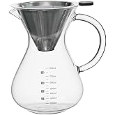 Pour Over Coffee Maker 4 Cup 27oz Borosilicate Glass Carafe with Stainless Steel Reusable Filter, Manual Drip Brewer, Paperless Coffee Pot for Home Kitchen Cafe
