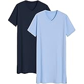 Latuza Men's 2 Pack Nightshirt Cotton Sleep Shirt Nightgown