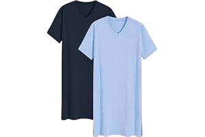 Latuza Men's 2 Pack Nightshirt Cotton Sleep Shirt Nightgown