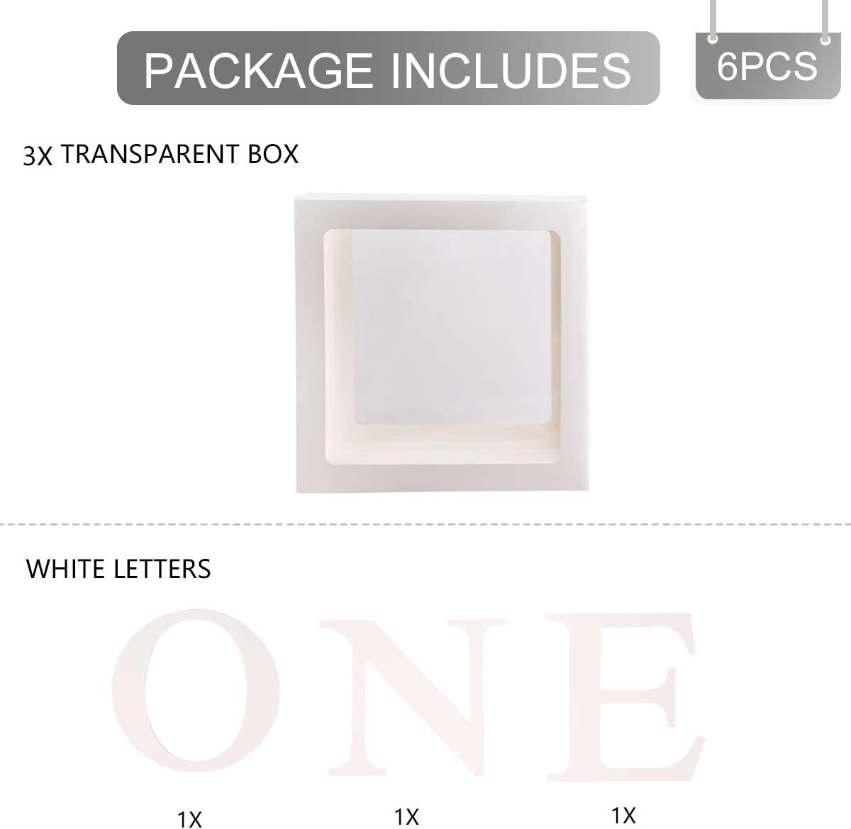 One Boxes for 1st Birthday Boys, 3pcs "ONE" Birthday Balloon Boxes with Letters - Image 3