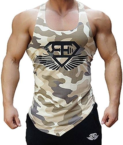 feifanshop Mens Camo Muscle Bodybuilding Gym Stringer Tank Tops Workout Fitness Vest Camouflage