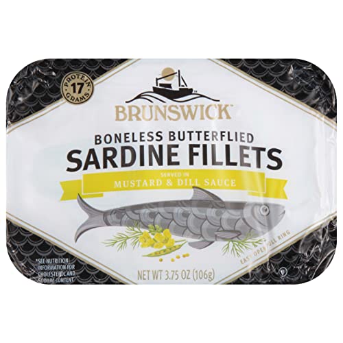 Brunswick Wild Caught Sardine Fillets in Mustard & Dill Sauce, 3.75 oz Can (Pack of 12) 17g