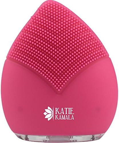 Facial Cleansing Brush by Katie Kamala (Pink). Rechargeable, Waterproof, Organic, Silicone