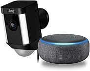 Ring Spotlight Cam Wired: Plugged-in HD security camera with built-in spotlights, two-way talk and a siren alarm - Black wit