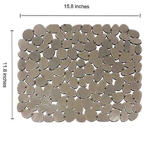 Quable Sink Drainer Mat,Kitchen Sink Mat Protector PVC Protects Glass Pebble Brown (2 PACK) - Thumbnail 3