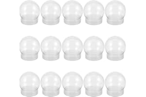 DIDISEAON 15 Pcs DIY Snow Globe Kit Empty Clear Snow Globe Bulk with Screw Off Cap, 2.7 Inch / 69 mm Plastic Water Globe for Home Decor Plant Display DIY Craft Supplies