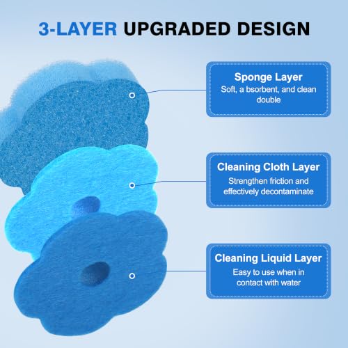 Seivunol Disposable Toilet Brush Set with 48 Disposable Replacement Heads and 1 Crevice Brush, Wall Brush with Long Handle and Holder for Toilet Cleaning Basin and Tub