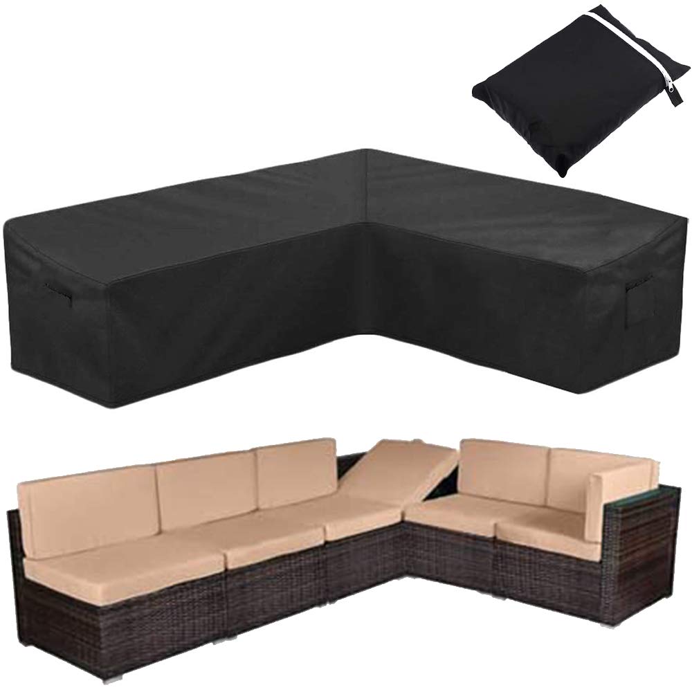 BOSKING Patio Furniture Sectional Couch Cover Waterproof 420D Oxford L Shaped Garden Rattan Corner Sofa Furniture Protector Covers for Outdoor Indoor Veranda