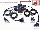 Ghulumn 4 Port USB 2.0 KVM Switch Box + 4 VGA SVGA Cables Keyboard Monitor PC view 5