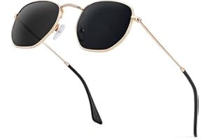 KALIYADI Hexagon Sunglasses For Women Men Polarized, Square Sunglasses For Womens Sun Glasses UV Protection Metal Frame