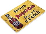 Tinworld Tin Sign Pepsi Cola Cold Rustic Retro Soda Metal Sign Decor Kitchen Cottage A141
