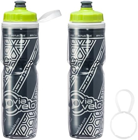 Bike Insulated Water Bottles – Via Velo 2 Sets 750ML Capacity BPA-Free Insulated Reflective Water Bottle For Sports, Indoor and Outdoor Activities