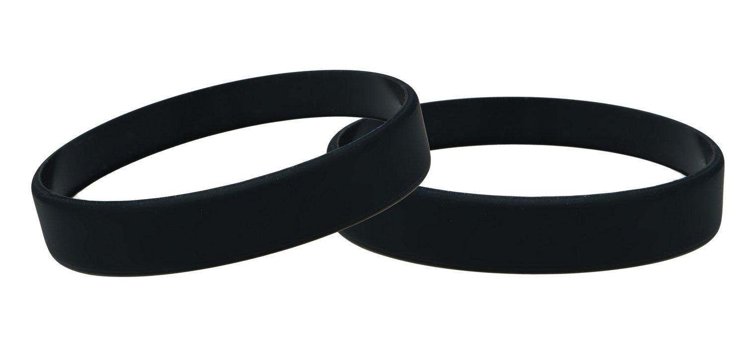 Silicone Wristbands Pack Of 10 Choice Of Colours (Black)