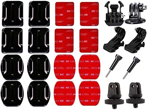 SUNMENCO Action Camera Accessory kits 3M Adhesive Pads VHB Stickers Flat Curved Base Mount & Surface Base Adapter & Quick Release Mount & J-hook Buckle Mount for GoPro Hero 6 5 4 xiao mi yi AKASO Sony