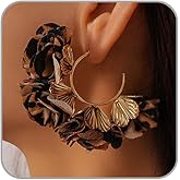 LKingel Leopard Earrings for Women Vintage Leopard Print Hoop Earrings Geometric Statement Earring 80s 90s Earring Trendy Jewelry Gift Leopard Accessories for Women