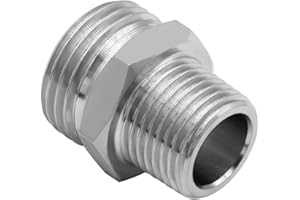 Beduan Garden Hose Adapter, 3/4" GHT Male x 1/2" NPT Male Stainless Steel Connector GHT to NPT Adapter Garden Hose to Pipe Fittings Connect