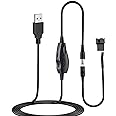Delinx 12V Fan Speed Controller, Fan Power Adapter,USB 5V Step UP Boost to DC 12V Adapter, 5-12V Adjustable, with 3/4 Pin Fan Connector Cable, 4.8ft Length