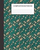 Composition Notebook: Turquoise And Faux Gold Peacock Bird Pattern College Ruled Notebook Lined School Journal
