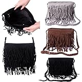 HDE Suede Fringe Handbag Tassel Boho Crossbody Carryall Tote Messenger Purse