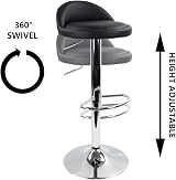 KKTONER PU Leather Round Bar Stool with Back Rest Height Adjustable Swivel Black view 5