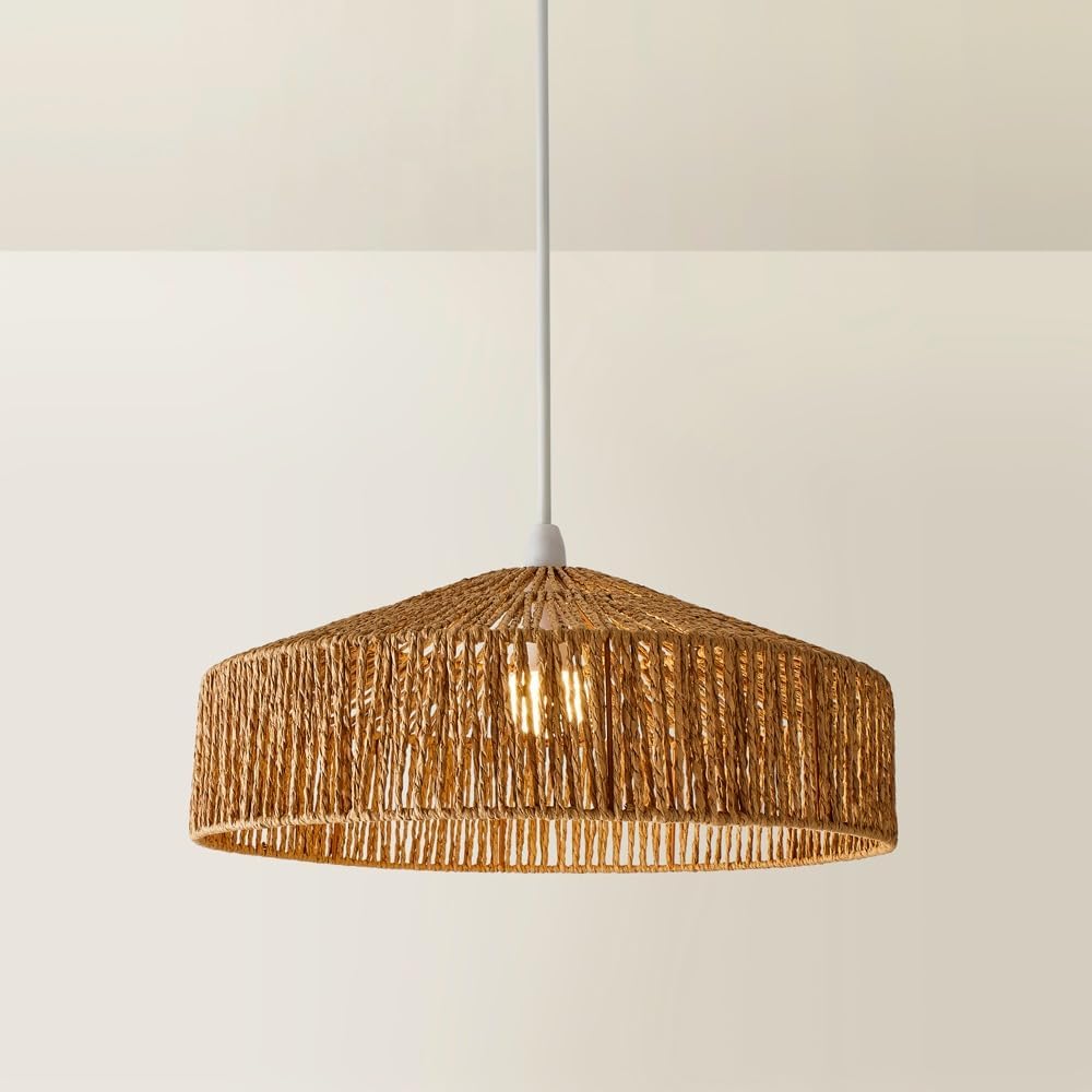 MiniSun Modern Natural Tapered Woven Rope Ceiling Light Shade 50cm 10W LED