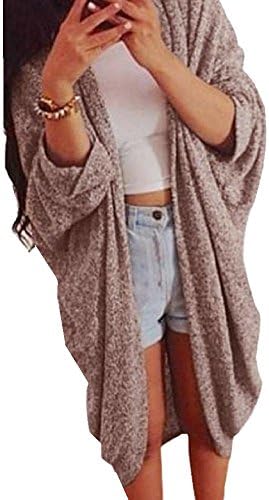 OVERMAL Womens Casual Oversized Knit Sleeve Sweater Coat (L, Khaki)