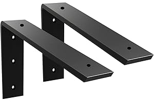 WALWE Countertop Support Bracket 2 Pack 8 inch Heavy Duty 3/8" Thick Black Granite Countertop Bracket 8"x6"x2.5" Shelf L Bracket Mantel Corbels for Quartz/Granite/Wood/Concret/Laminate Countertops
