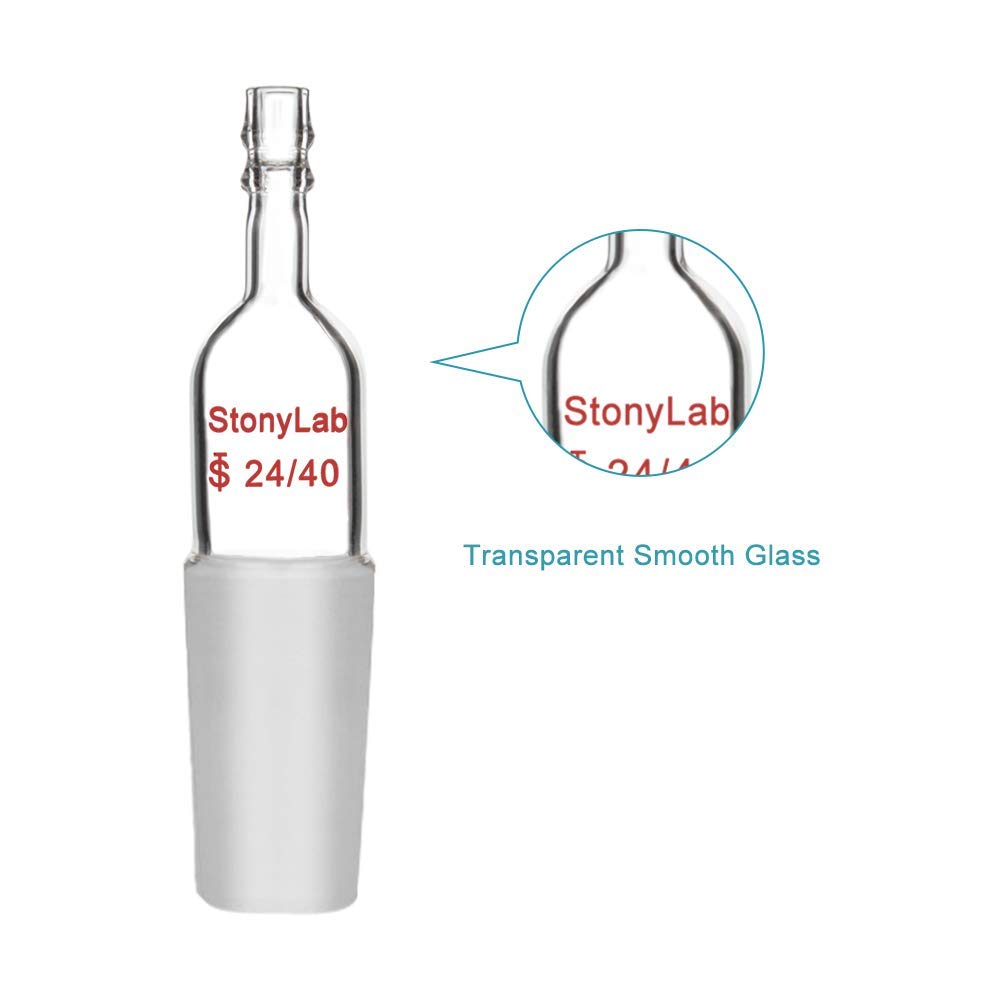 StonyLab Glass Straight Inlet Adapter with 24/40 Male Glass Joint and 10mm Hose Connection Lab Glassware, 1 Pack - Image 5