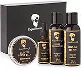 Beard Grooming kit for Men Care - Unscented Beard Oil, Beard Shampoo Wash, Beard Conditioner Softener, Beard Balm Leave in Wax Butter - Styling Shaping & Growth Mustache - Stocking Stuffers Gift Set