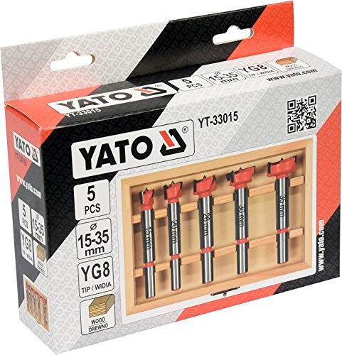 YATO YT-33015, drill bits set 5 pcs, 13-35mm wood drill bits for hinges - Image 5