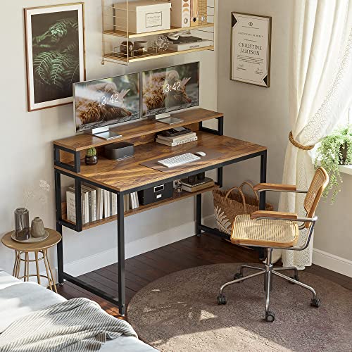 Cubiker Computer Home Office Desk, 47" Small Desk Table with Storage