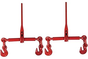 Aain EI003A2 Ratchet Load Binders, 3/8-1/2'' 2 Pack, Red, 2 Piece