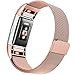 For Fitbit Charge 2 Bands, Maledan Stainless Steel Milanese Metal Replacement Accessories Bracelet Strap with Magnet Lock for Fitbit Charge 2 HR Rose Gold Silver Small