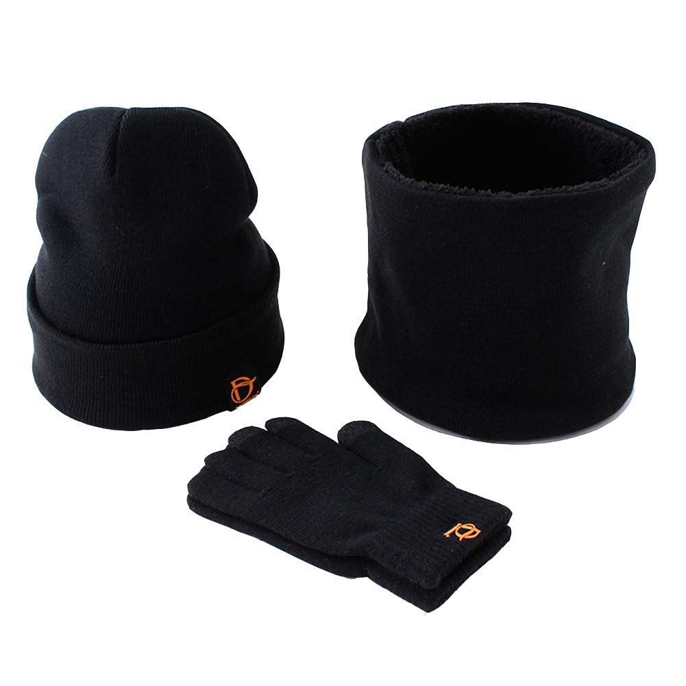 Eiwoda Men Women Winter Warm Beanie Hat Neck Gaiter Scarf Touch Screen Gloves 3PCS Set