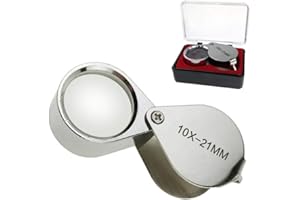 FHZYTG Loupes 10x Glass Jeweler Loupe Loop Eye Magnifier Magnifying Magnifier Metal Body Silver (10x21mm)