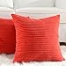 Home Brilliant Pillow Cover 18x18 Red Throw Pillow Covers Striped Velvet Corduroy Throw Pillows for Couch Sofa Bedroom, 18 x 18 inch, Red