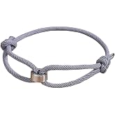 SCRDPRAD Bracelets for Men Metal Knot Knitted String Rope Adjustable Rope Bracelets