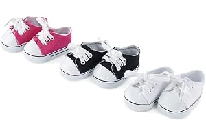 Emily Rose 14 Inch Doll Clothes Accessories | 14" Doll Shoes Value Pack 3 Pack Canvas Sneakers Gift Set | ONLY Compatible with Wellie Wishers and Glitter Girls Dolls