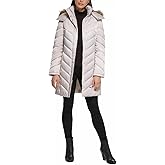 Kenneth Cole Women's 17QMP124 Quilted Chevron Puffer Jacket - Birch- M