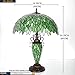 WERFACTORY Tiffany Style Table Lamp Green Stained Glass Wisteria Mother-Daughter Vase Lamp 16X16X24 Inches Desk Reading Light Decor Bedroom Living Room Home Office S523 Series