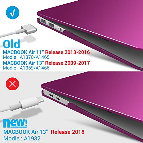 iBenzer MacBook Air 13 Inch Case, Soft Touch Hard Case Shell Cover with Keyboard Cover for Apple MacBook Air 13 A1369 1466 NO Touch ID,Lavender,MMA13VT+1