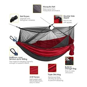Kootek Camping Hammock with Net Double & Single Portable Hammocks Parachute Lightweight Nylon with Tree Straps for… 51yPkIfXx1L