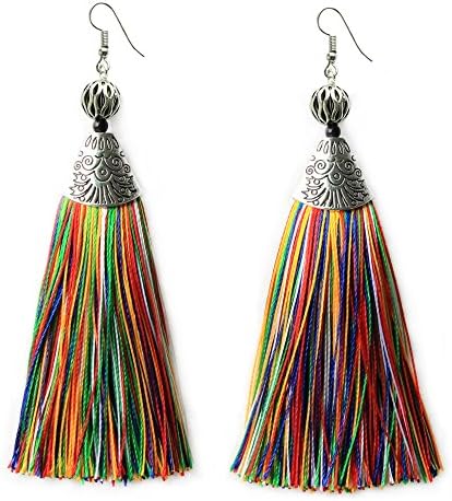 Multicolor Long Tassel Earrings Mina Draping Extra Long Earrings Fashion Jewelry