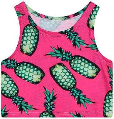 Girls/Teen Girls Digital Print Galaxy Flowers/Trees/Animals Slim T Shirt Crop Tops (Pineapple)