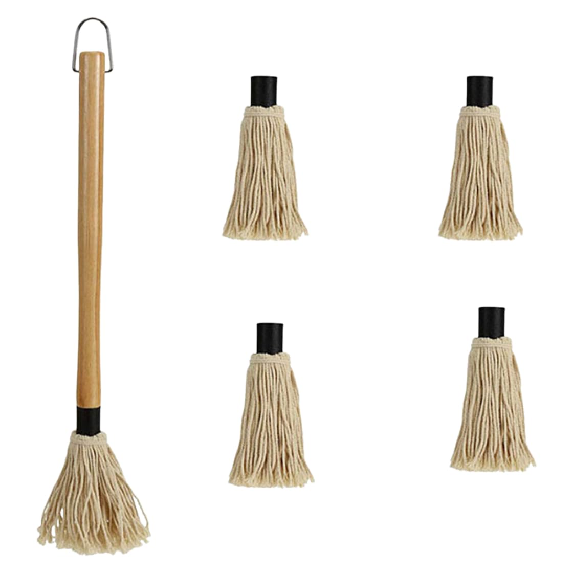Barbecue Basting Brushes,18.3 inch/46.5CM BBQ Basting Mop with 4 Replacement Heads for Grilling Smoking Steak Kitchen Cooking